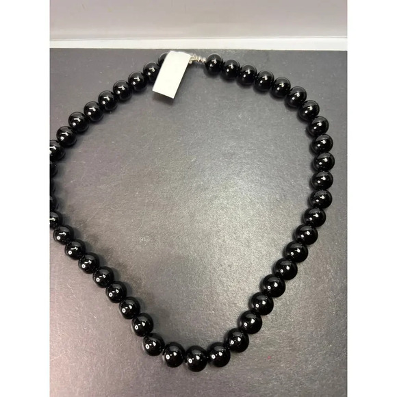 10mm Black Onyx necklace with sterling silver clasp *NEW* - Picture 2 of 11
